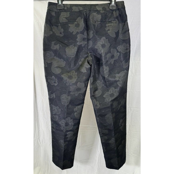Talbots Black Floral Jaquard Brocade Heritage Fit Pants Sz 6P - Picture 2 of 5